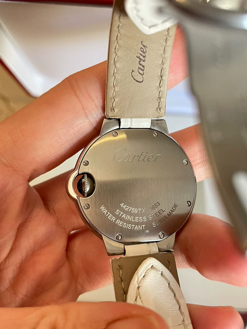 Cartier Blue Balloon Quartz Watch White Leather Strap-3